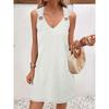 Vestido de Verão e Primavera sem Mangas com Decote em V e Botão de Metal para Mulheres, Estação Independente da Amazon Transfronteiriça Europeia e Americana 2025