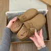 Chinelos Birkenstock Retro de Solado Grosso Fechados Femininos 2026 Outono Novo Aumentadores de Altura Slip-on Pessoa Preguiçosa Mulas Planas para Exterior