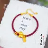 Mismo Estilo que la Tienda Dorada Puzuo Pulsera de Hilo Rojo con Caballo del Zodiaco Dorado Plateado para Mujeres en el Año del Caballo