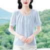 2025 Verano Nuevo Camisa de Manga Corta Moda Talla Grande Top Suelto Cubre Vientre Combinable de Alta Calidad Camisa de Madre