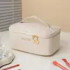Bolso de maquillaje nuevo con patrón de molino de viento de PU, bolsa de almacenamiento portátil de mano, neceser simple de viaje de gran capacidad con doble cremallera