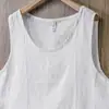 Estilo Chinês Vintage Leve Respirável Sem Mangas Colete de Linho Colete Masculino Solto Casual Algodão Linho Camiseta Top Camisa