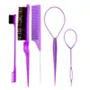 Set de Peluquería Listo para el Extranjero Set de Tres Piezas Peine de Cola con Punta de Aguja de Acero Partición Reflejos Cepillo para Cejas de Doble Cabeza Peine Cepillo para Bordes