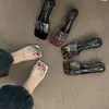 Zapatos de tacón bajo deslumbrantes modelo nuevo 2026 estilo coreano que no cansan los pies, elegantes mules, nuevas sandalias de verano para mujer para exteriores, suaves
