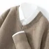 Transmissão ao Vivo Transfronteiriça Casual de Negócios Elegante Gola V Caxemira Masculino Novo Manga Longa Tricô Pulôver Roupa de Baixo