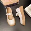Zapatos Mary Jane Estilo Británico 2025 para Mujer Pequeña, Zapatos de Cuero que Aumentan la Altura, Zapatos Individuales JK de Suela Gruesa, Mocasines, Tacones Altos