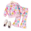 Sudadera de Manga Larga con Patrón de Lazo para Niñas y Bebés de Estilo Nuevo Otoñal Europeo y Americano Transfronterizo + Traje de Pantalón al por Mayor