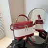 Bolso Cubo de Lino de Color Contrastante Personalizado de Moda Estilo Coreano Primavera 2025 Nuevo Bolso de Hombro Cruzado Empalmado Bolso de Cosméticos de Moda