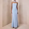 Amazon 2026 Primavera Europeia e Americana Transfronteiriça Novo Vestido Longo Feminino Slim-Fit, Elegante, Sem Alças, Cauda de Peixe