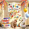 Feliz Cumpleaños para Niños de 2 Años, 4 Años, 5 Años, Niños, Niñas, Globos de Fiesta, Cadena de Lluvia para Colgar, Tela Colgante, Decoración de Escenario 3
