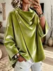 Wish Transfronterizo Amazon 2026 Nuevo Estilo para Mujer Temperamento Elegante Casual Holgado Europeo y Americano Color Sólido Botón Mangas Largas Sudadera con Capucha