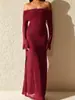 Vestido Elegante de Malla de Alta Calidad para Mujer 2025 Primavera Nuevo Sexy Hombro Bocamanga Manga Larga Vestido Ajustado a la Cadera
