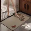 Tapete de banheiro tecido imitando linho, estilo chinês novo, antiderrapante, absorvente de água, secagem rápida, tapete de piso, tapete de porta decorativo popular