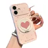 Suporte Rosa em Formato de Coração Adequado para Capa de Celular Apple 17 Pro Max com Fixação Magnética Rotativa para Huawei, Xiaomi 17 e Vivo