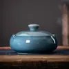 Cenicero de arcilla púrpura con tapa, a prueba de viento, estilo retro, para uso doméstico, decoración de sala de estar, evita la dispersión de cenizas, tamaño grande, multifuncional