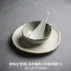 Juego de Vajilla de Gres de Cuatro Piezas para Restaurantes de Hotel y Clubes, Juego de Tres Piezas de Tazones, Cucharas, Tazones de Cerámica, Platos, Tazas y Cucharas