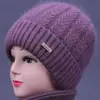 Gorro de Lana Cálido de Invierno con Felpa para Madres de Mediana Edad y Mayores, Gorro de Punto para Señoras Mayores con Protección Auditiva para el Frío al Aire Libre
