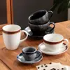Taza de Café de Gres Retro Japonesa con Platillo Taza para Cappuccino Espresso Latte Italiana Taza de Café Elegante para Arte Latte