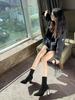 Botines Versátiles de Moda Primavera y Otoño 2026 Punta Fina Tacón Grueso Tacón Alto Botas Martin Botines de Calcetín Elásticos de Punto para Mujer