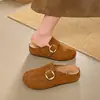 Sandálias Birkenstock com Solado Grosso e Elevação Interna, Bico Fechado, Meio Chinelo para Mulheres, Uso Externo, Verão 2026, Novas Sandálias Slip-on com Fenda no Meio