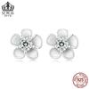 Aifule aretes de botón de moissanita de 0.1 quilates de lujo ligero flor de cerezo plata de ley s925 chapado en platino aretes para combinar con todo joyería para mujer