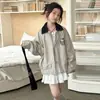 Casaco Infantil Feminino Estilo Coreano Dupla Face 2026 Outono Novidades Roupas Infantis Bloco de Cores Xadrez Patchwork Jaqueta Baseball