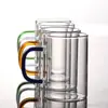 Tazas de té de vidrio de colores, hechas a medida y resistentes a altas temperaturas, para preparar té verde, leche y otras bebidas; tazas de vidrio de paredes gruesas con asas y lados rectos, diseñadas para té verde
