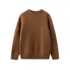 Top de Capa Base de Punto de Cachemira Grueso de Doble Hilo con Borde Enrollado para Otoño e Invierno para Hombres Mujeres Niños Suéter de Cuello Semi Alto Clase A Holgado