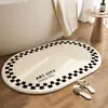 Tapetes de Chão para Banheiro de Luxo Leve Transfronteiriços Imitando Caxemira, Tapetes Absorventes Ovais para Banheiro Doméstico, Tapetes de Porta Resistentes a Manchas e Fáceis de Cuidar