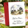 Compra directa transfronteriza de tarjetas de felicitación navideñas de fantasmas de cementerio peculiares para Halloween, tarjetas de regalo de ambiente creativo y divertido