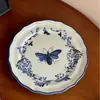 Plato Llano de Cena, Bol para Arroz, Taza de Café con Platillo, Vajilla, Plato para el Hogar, Plato para Filete, Juego para el Té de la Tarde, Estilo Francés Azul y Blanco, Pieza de 8 Pulgadas