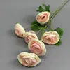 Flores de Loto Artificiales Transfronterizas para Decoración de Salones de Bodas, Flores de Loto Pequeñas de 6 Cabezas para Arreglos Florales en Lugares de Boda, Flores de Seda al por Mayor