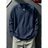 Camiseta básica de cuello en V para hombre, premium, transfronteriza, para primavera y otoño, de manga larga, estilo pullover, corte holgado, casual, hombro normal, estilo old money
