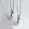 Colar de gato fofo tridimensional sólido com superfície fosca de prata 925 estilo coreano feminino colar de corrente de clavícula de gato