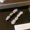 Presilha de cabelo vintage estilo francês com pérolas, presilha lateral para franja para mulheres, acessório de cabelo com presilha de mola leve de luxo e elegante, ornamento de cabelo de linha reta