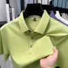 Camiseta de manga corta para hombre de algodón mercerizado de doble cara, 70 hilos, nuevo estilo de verano, suave como la seda, transpirable, con cuello, polo de color liso para hombre