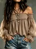 Otoño/Invierno 2026 Nuevo Moda Transfronteriza Amazon Wish Moda Femenina Europea y Americana Color Sólido Hombros Descubiertos Casual Fruncido Blusa Camisa