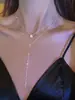 Techo de Deseo Puro~ Cadena de Clavícula Brillante de Zircón Lujo Ligero para Mujer, Joyería de Cadena para el Cuello Moderna y Versátil