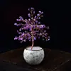 Árbol de la Fortuna de Grava de Cristal Natural con Taza Antiderrames Árbol de Amatista Rosa Adornos para Escritorio de Sala de Estar en Casa Porche Venta al por Mayor