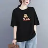 2026 Verão Novo Comércio Exterior Manga Curta Camiseta Feminina Solta Estilosa Top Tamanho Grande Versátil Modeladora Estampa ins Tendência