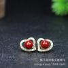 Transmisión en vivo bienestar cinabrio lindos aretes de oreja de conejo aretes de arena de emperador moda para mujer regalo personalizado de temperamento entrega de una sola pieza