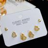 Exquisitos y pequeños pendientes de tres pares con circonitas incrustadas en diamantes, elegantes y sencillos, de alta calidad, con aguja de plata S925.