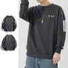 Sudadera de otoño e invierno para hombre, holgada y gruesa, sin capucha, cuello redondo, manga larga, talla grande, moderna y versátil