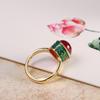 Productos de fábrica de origen joyería de plata s925 estilo nacional para damas anillo de apertura de esmalte azul ardiente corindón rojo