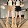 Shorts elásticos de estilo retro americano para mujer, nuevo estilo primavera-verano 2026, ajustados casuales de cintura alta, ajustados al cuerpo tipo 'hot girl', shorts ajustados
