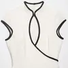 Bestseller do AliExpress em moda feminina europeia e americana transfronteiriça: minivestido moderno com acabamento em cor contrastante