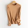 Camiseta básica de alta tecnologia com aquecimento, gola alta, seda de amoreira, para camadas, versátil, justa, manga longa, para mulheres