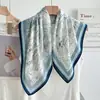 Pañuelo de Seda Estilo Chino Jardín de Suzhou, 70X70 Cm, Pañuelo Cuadrado Pequeño de Seda Artificial para Mujer, Pañuelo de Cabeza Estilo Vintage Primavera y Otoño, Pañuelo Protector de Cuello, Chal