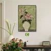 Pintura Decorativa Floral Verde Retrô Francês Personalizada Estilo Usado Pintura de Entrada Gabinete de Exibição Arte de Parede de Fundo de Restaurante Pintura Pendurada