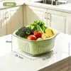 Cesta de Drenagem para Pia de Cozinha Camada Dupla Modelo Novo Cesta para Lavar Legumes Bacia para Lavar Frutas Bandeja de Frutas Doméstica Mesa de Centro para Sala de Estar